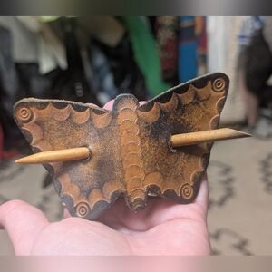 Vintage Butterfly Leather Hair Pin